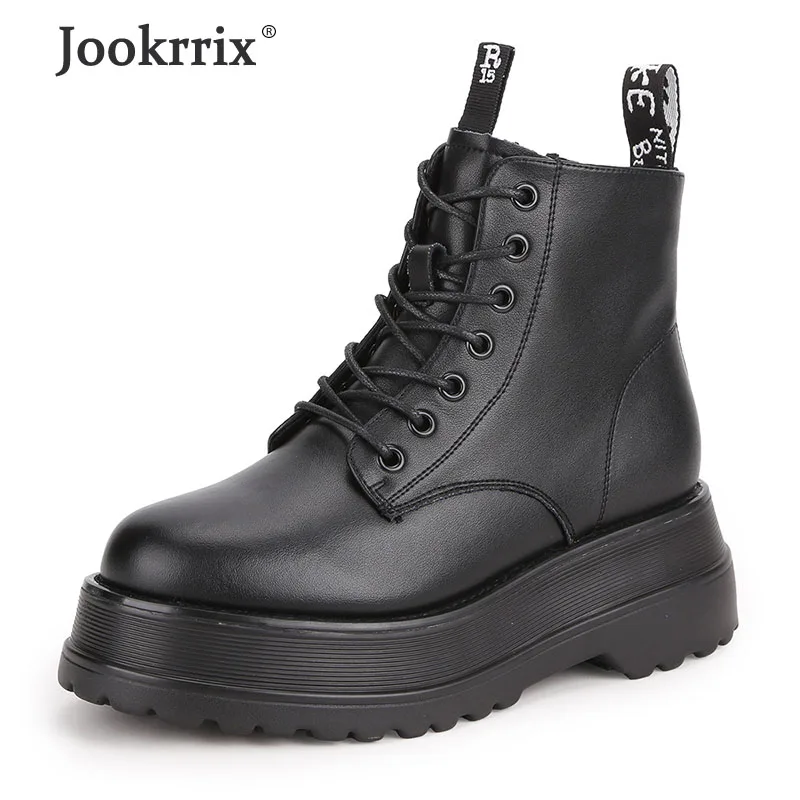 Jookrrix/Коллекция года; женская обувь из натуральной кожи; женские брендовые Ботинки martin; модные удобные ботильоны; Цвет Черный