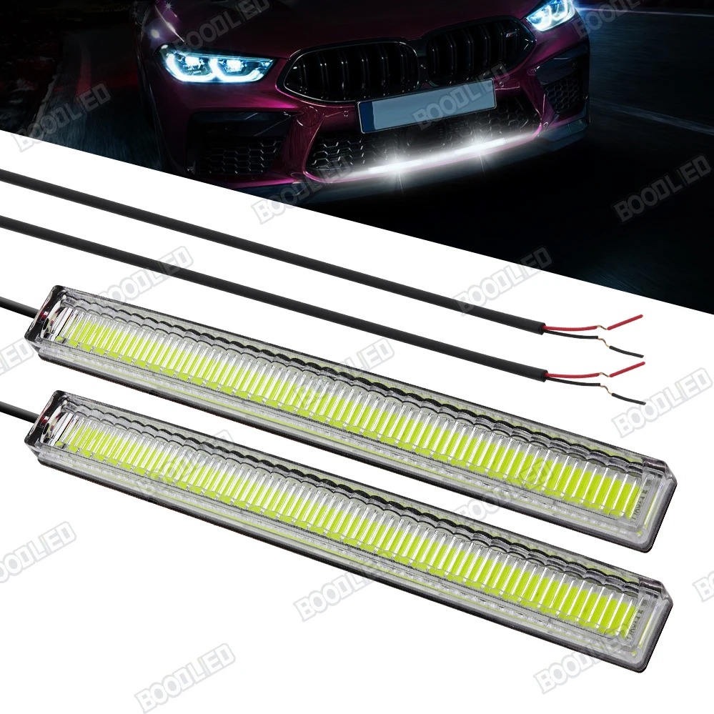 

2pcs Daytime Running Light DRL Car LED Light Strip Waterproof COB Lights Truck Boat Bike Universal 17CM 12V Driving Lighting.