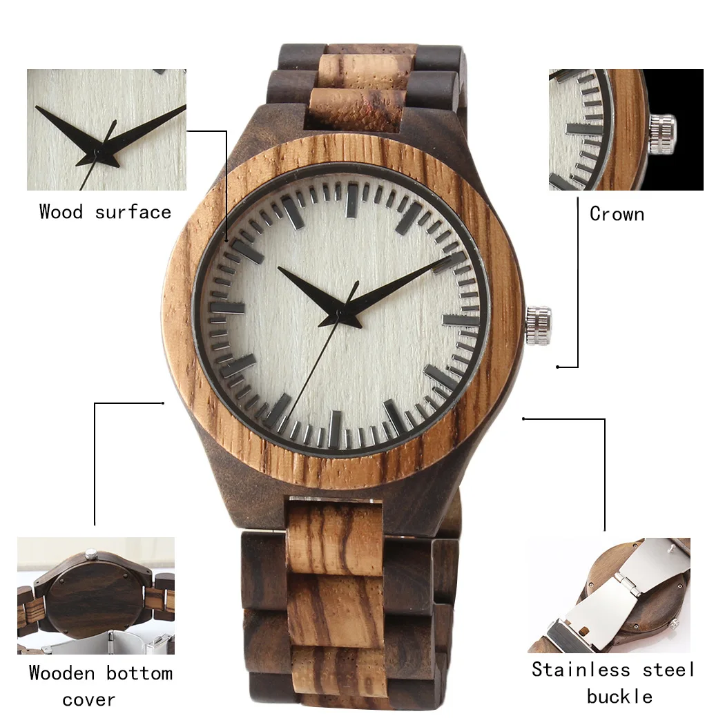 Деловые часы из черного сандалового дерева мужские крутые дизайнерские бамбука