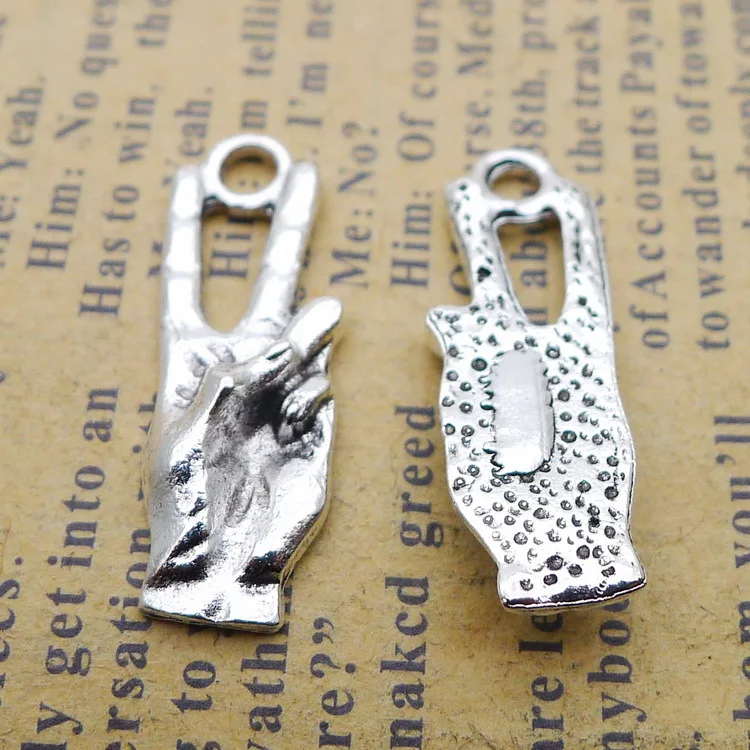 

Supplies For Jewelry Making 10pcs 10x25mm Antique Silver Color Gesture Charms