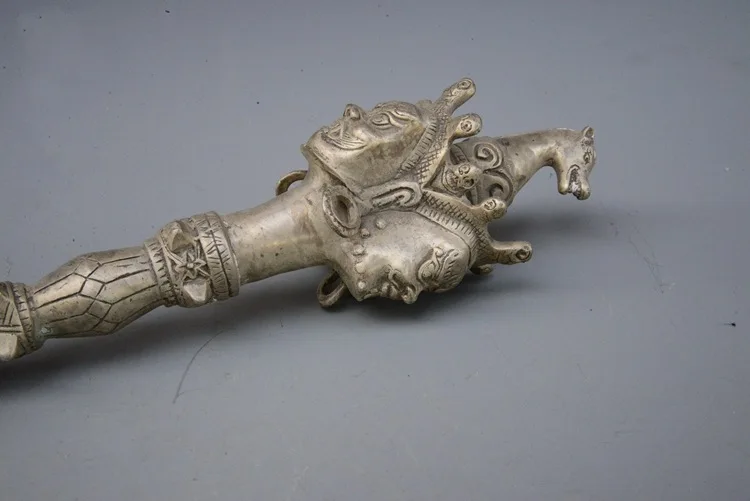 Латунный посеребренный пестик демона имитация античной Суви мА Тау мин Ван ПУ Ба