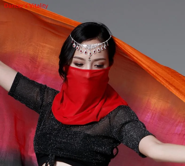 Женщины красная вуаль стандартное лицо костюмы для танца живота индия