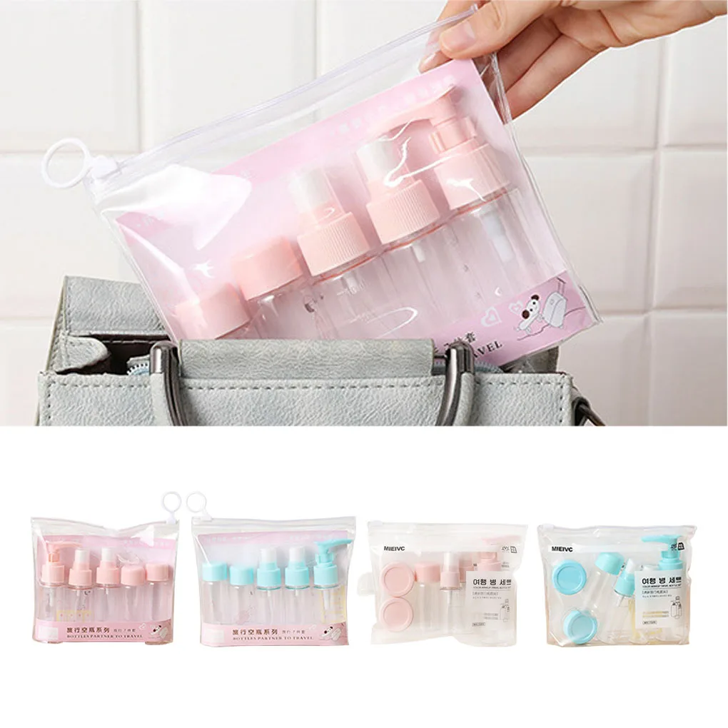 Портативный дорожный набор пустых флаконов 7/9 шт. косметический пресс