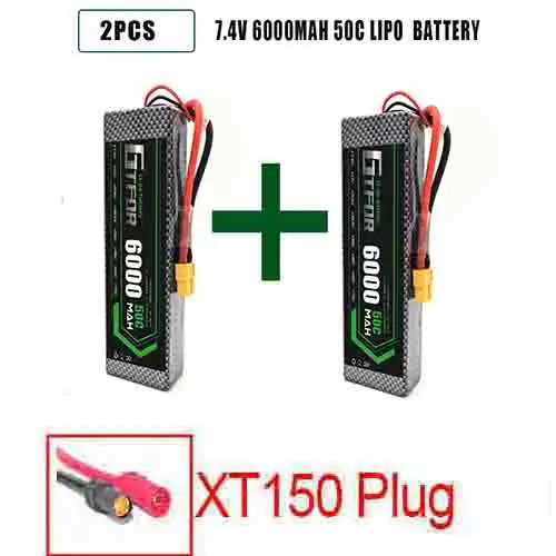 GTFDR 2 шт. 2S 7,4 V 6500 мА/ч, 6000 мА/ч, 50C 60C 120C Lipo Батарея RC Запчасти на колесиках TRX AKKU для TRX TRX4 1/10 автомобиль Радиоуправляемый Дрон вертолет - Цвет: 2PCS6000HARDXT150