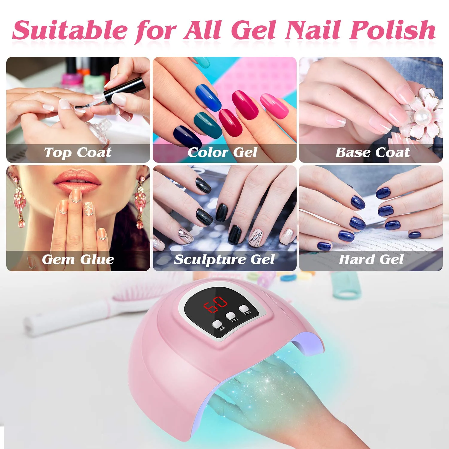

LED Manicure Lamp Nails Dryer for Gel Polish Machine with Motion Sensing Manicure Pedicure UV Gel Varnish Dryer Nail Curing Lamp