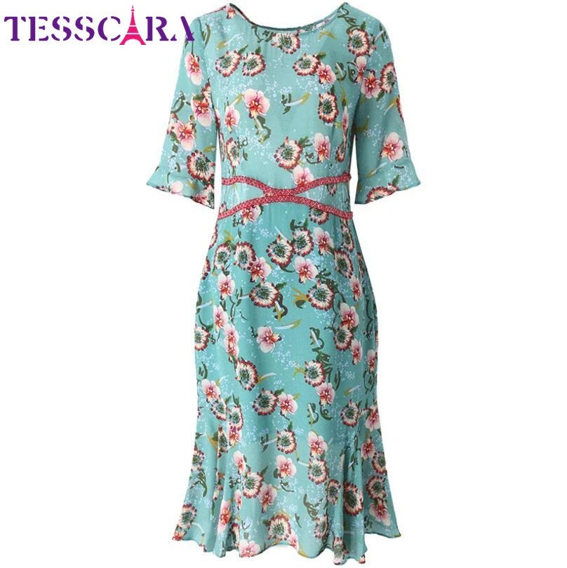 Женское шифоновое платье TESSCARA Элегантное коктейльное трапециевидной формы в