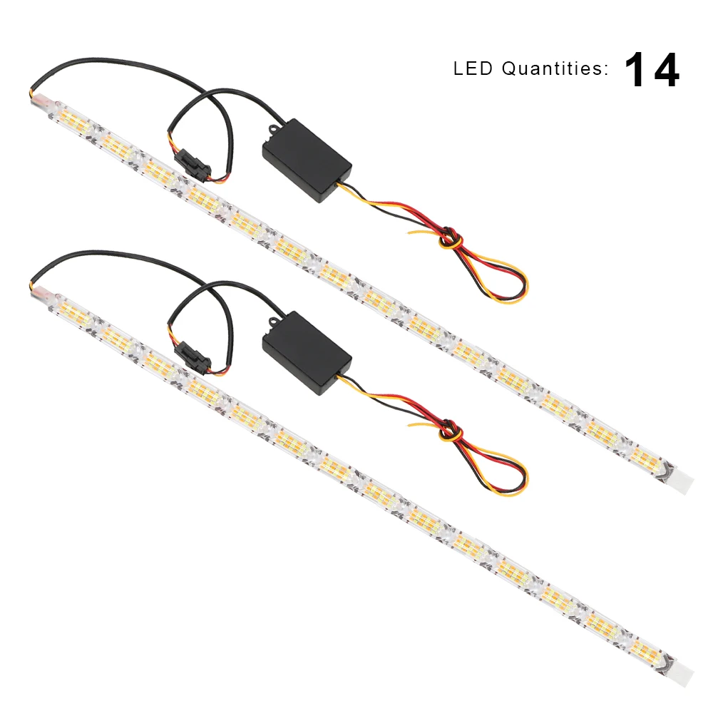 14LED FORAUTO 2 Шт Автомобильные гибкие фары светодиодный дневные ходовые полосы света Кристальные глаза поток сигнала поворота автомобиля DRL дневная лампа автомобиля-Стайлинг - Испускаемый цвет: 14LED