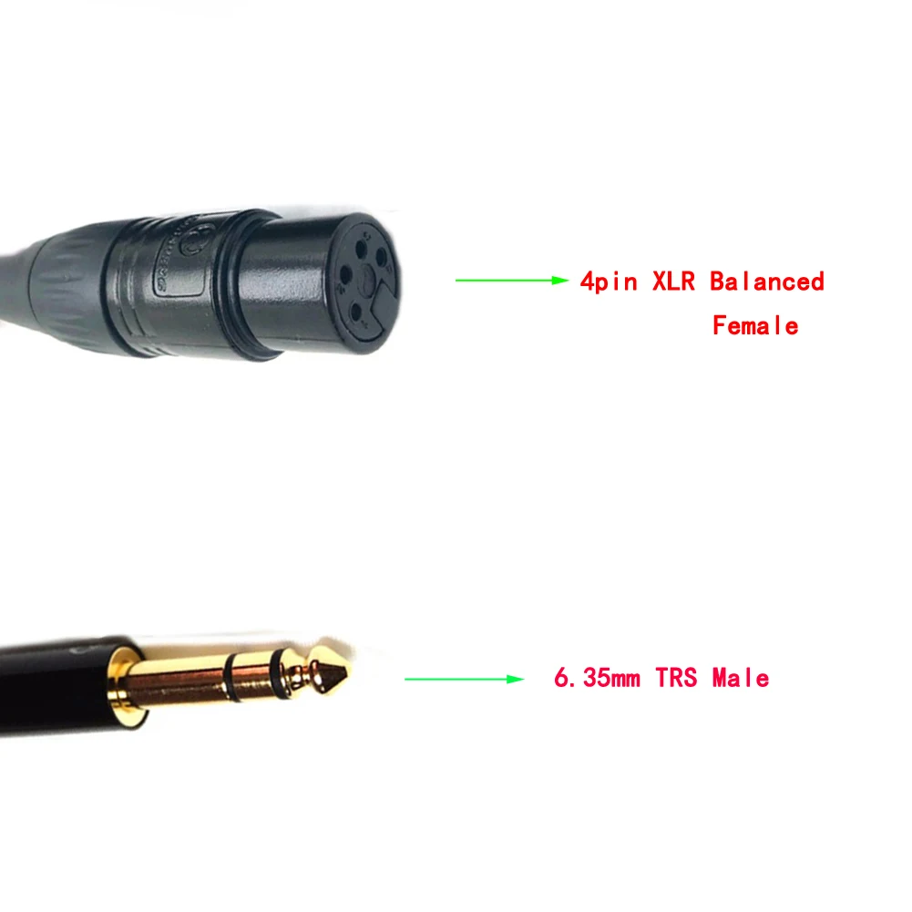 Haldane 6.35mm TRS 3pole Male to 4pin XLR Balanced Female OCC Single Crystal Copper Audio Adapter Cable 6.5 to XLR Connector