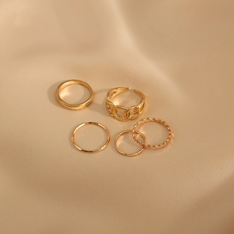 

jewelry for women 2021 Woman rings 5PC niche design hollow vintage Men's ring ins cool wind new set of rings jewelry accessories