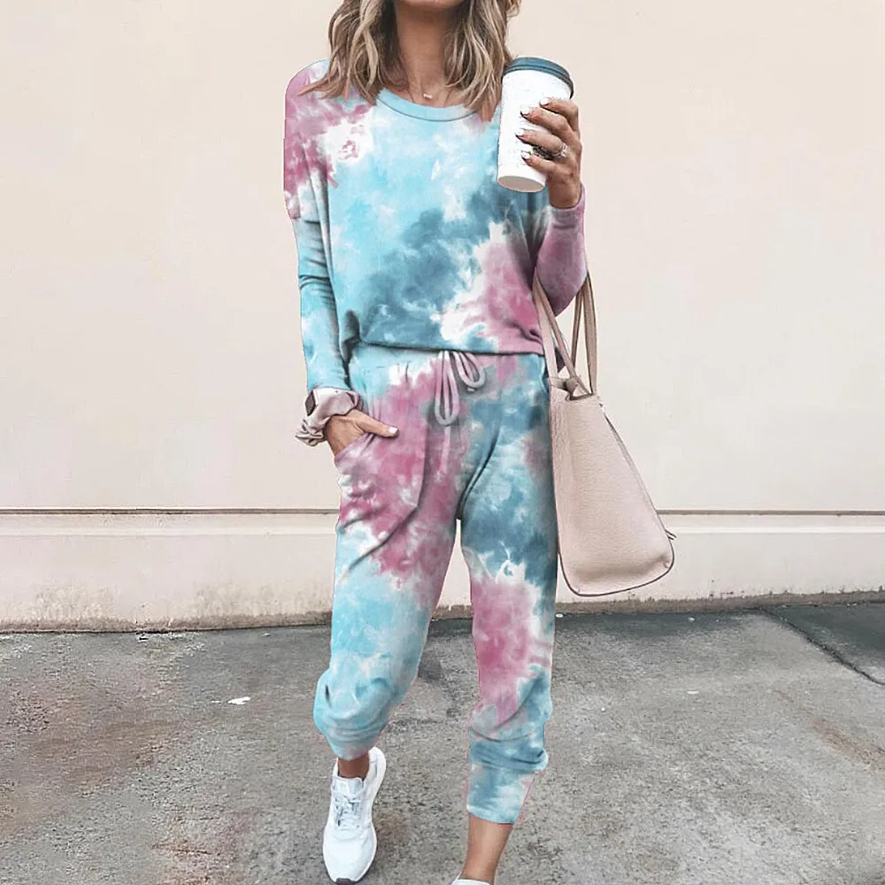 Женский спортивный костюм комплект из 2 предметов с галстуком-краской женская