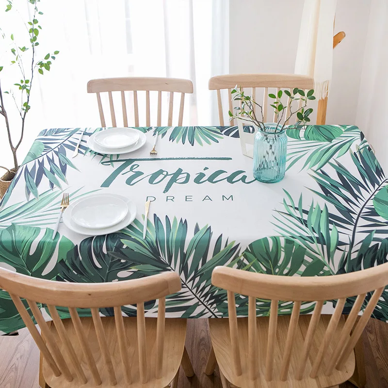 

Nordic Green Leaves Table Cloth Waterproof Oil Resistant Table Cloth New Style Teapoy Table Cloth