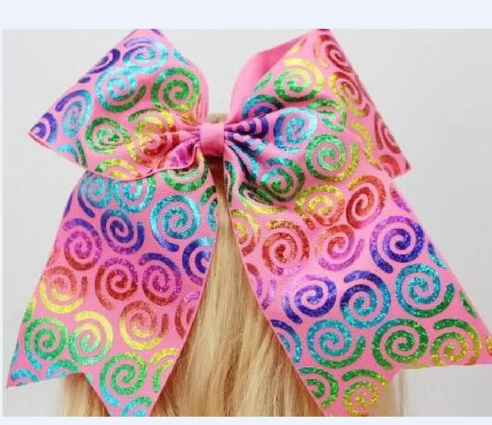 Блестящий бант для волос эластичная лента 7 дюймов Радужный голографический