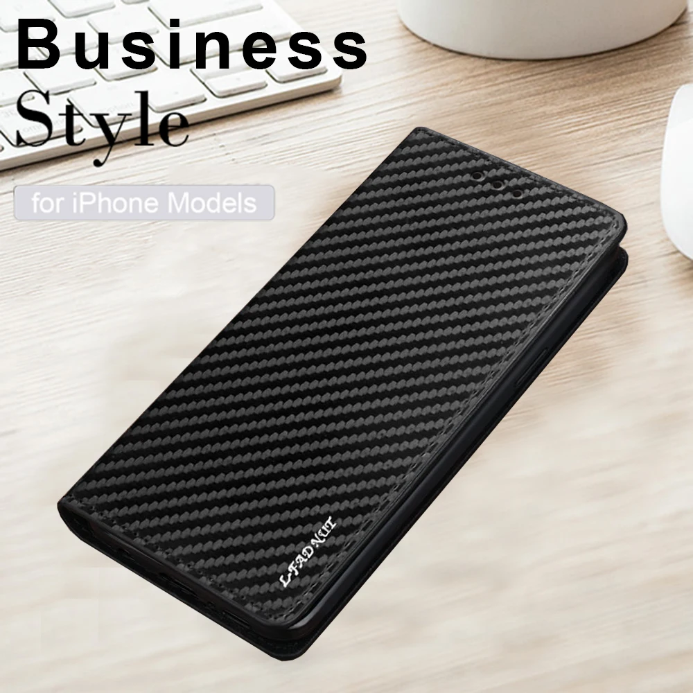 Чехол книжка LLZ.COQUE из углеродного волокна чехол Бумажник для телефона IPhone SE 2020 7