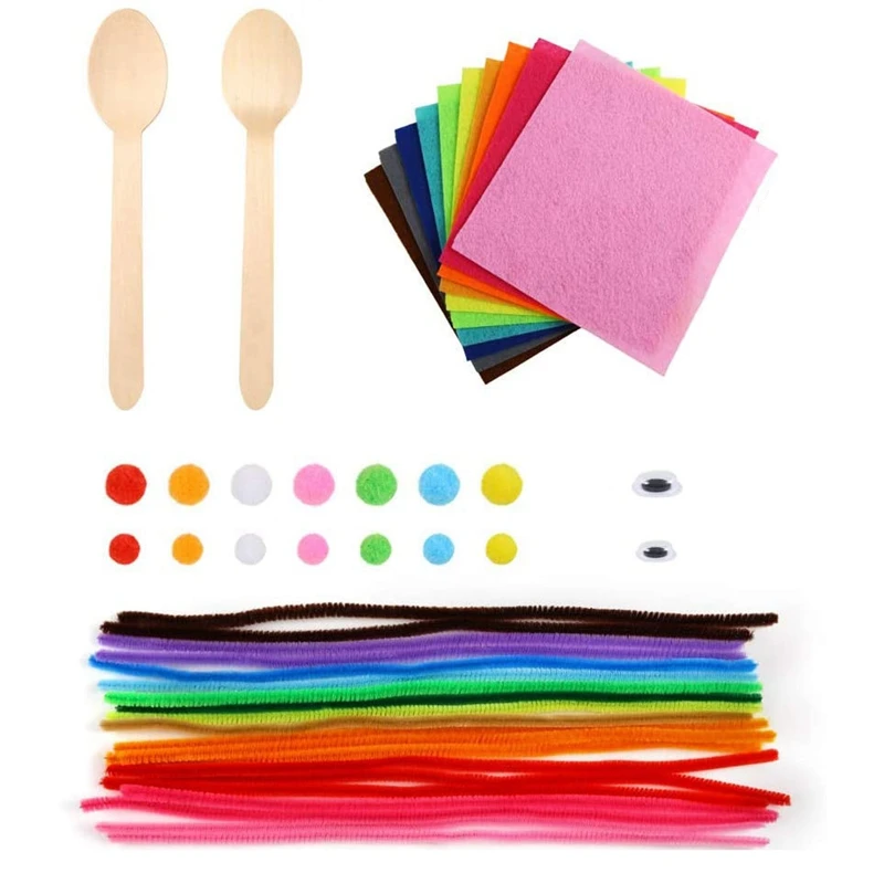 

Набор деревянных кукол, набор детских поделок с ложками, помпонами, трубкой для очистки, для творчества, рисования «сделай сам»