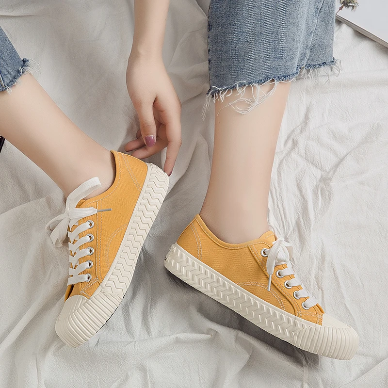 

2020 Women Casual Shoes Canvas Shoes Women Sneakers Flats Girls Breathble Vulcanized Shoes Lace Up White Shoes Zapatos De Mujer