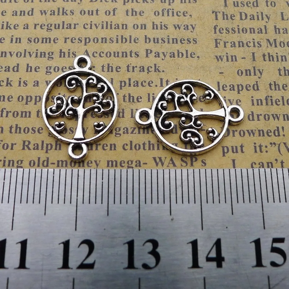 

200pcs Tree Charms 14mm x 20mm DIY Jewelry Making Pendant Antique Silver Color