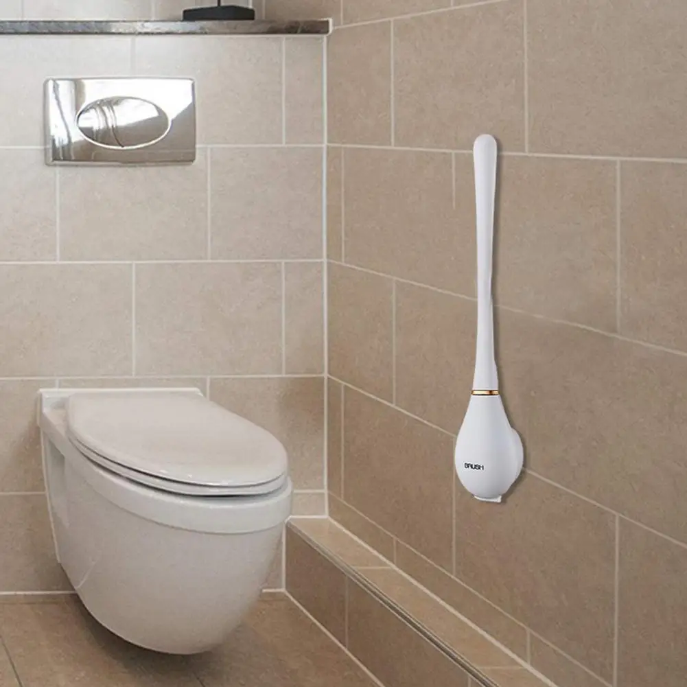 

Silicone Brush Head Toilet Brush Wall-Mounted Automatic Opening And Closing Bathroom Cleaning Brush Set No Dead Corner Wash