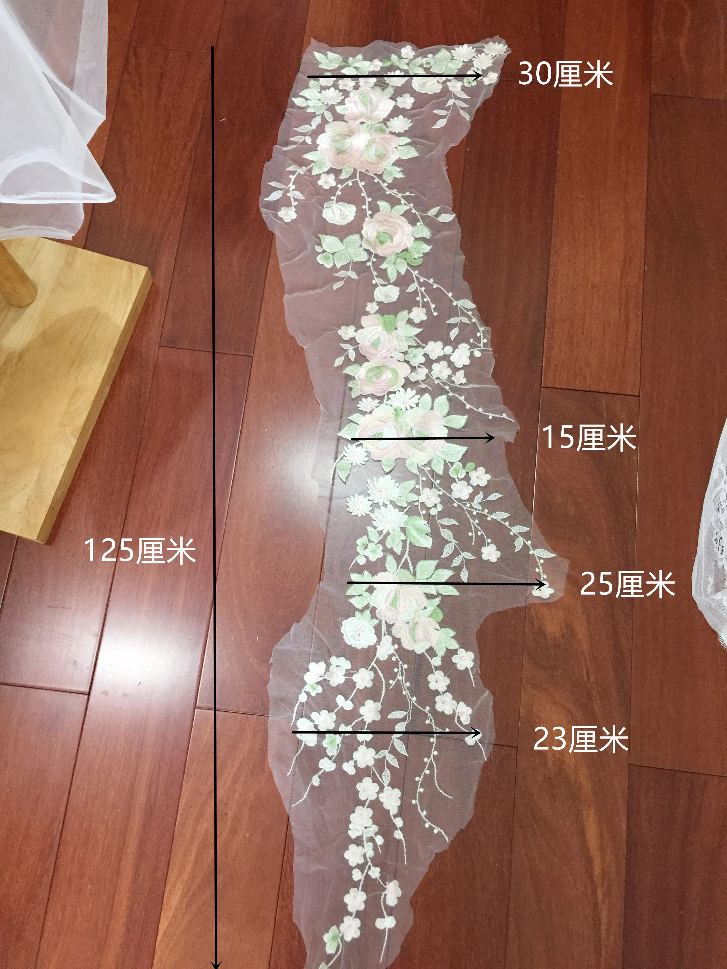 

1 pc large pastel tulle flower embroidery lace applique patch motif for wedding bridal veil DIY craft