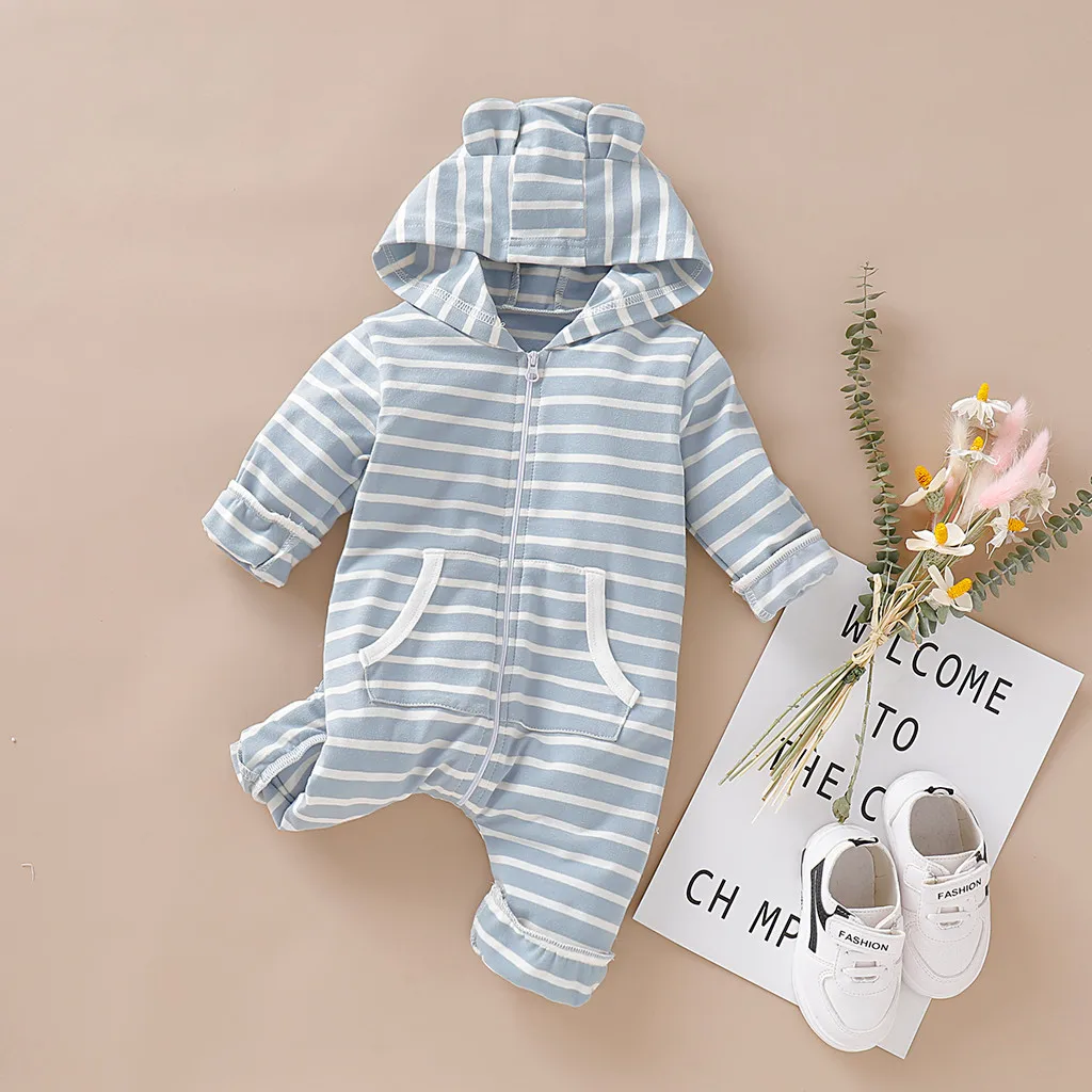 Хлопковый комбинезон для детей с длинными рукавами в полоску Экипировка Одежда