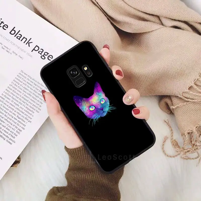 

eyes cat Lovely Animalhorror black Phone Case For Samsung Galaxy S5 S6 S7 S8 S9 S10 S10e S20 edge plus lite