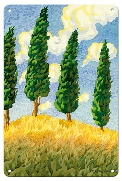

Touch the Sky Cypress Trees металлический жестяной знак Искусство