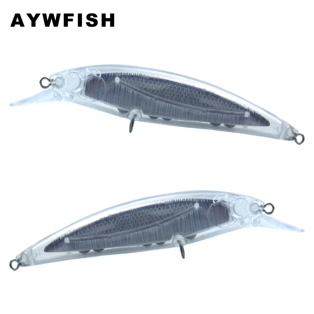 

AYWFISH 5PCS A Lot Unpainted Minnow Gilding Layer Inside 110mm 12.3g Floating Jerk Hard Plastic Bait Fishing Wobblers Blank Lure
