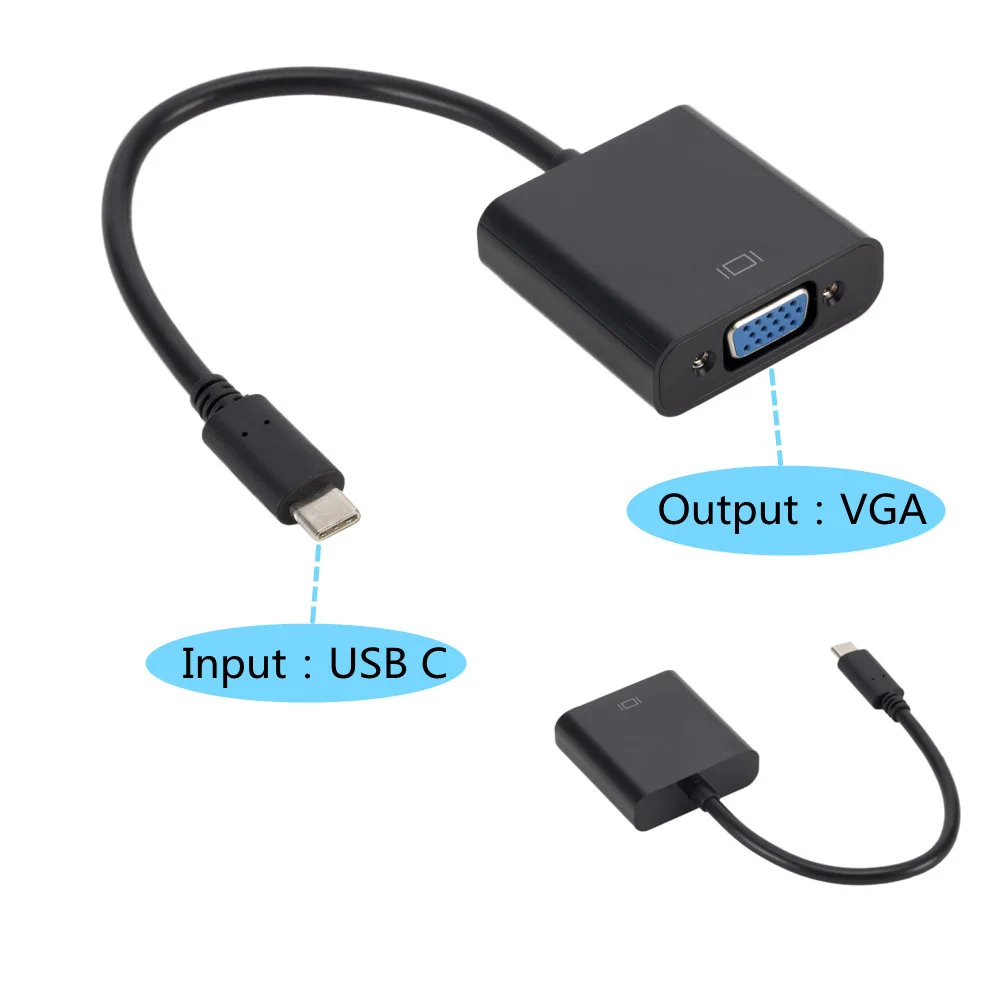 Адаптер Lcckaa Type-C к VGA Cbale 1080P USB C 3 1 адаптер для MacBook телевизионного монитора