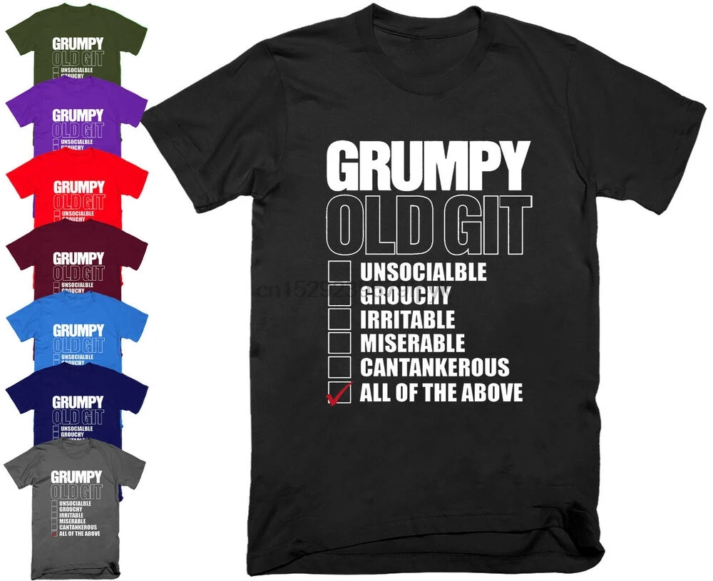 Grumpy старый Git контрольный список футболка забавный подарок на день рождения отцы