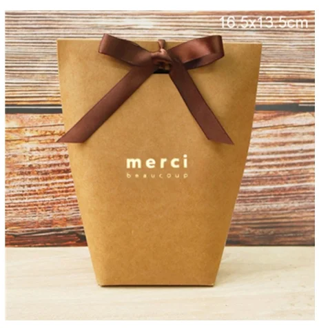 Merci16.5x13.5cm 5 шт. высококлассные черно-белые бронзовые "Merci" Сумки для конфет французские спасибо Свадебные сувениры Подарочная коробка посылка на день рождения - Цвет: Merci16.5x13.5cm