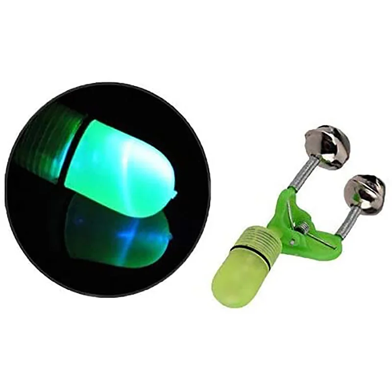 

20Pcs Fishing Tackle Twin Bells Night Sea Fishing Rod LED Green Light Clip Fishing Bite Alarm Indicator