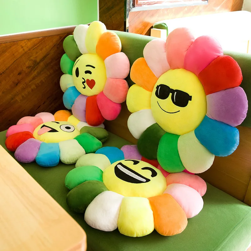 

Free ship 38/48/58cm colorful sunflower plush toy pillows for cushion expression office chair cushion christmas soft big toys