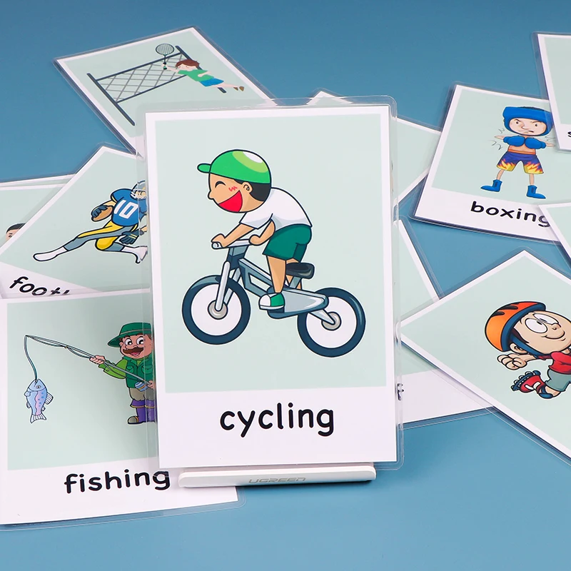 21 шт. спортивные познавательные флэш карты Монтессори английские слова карточки