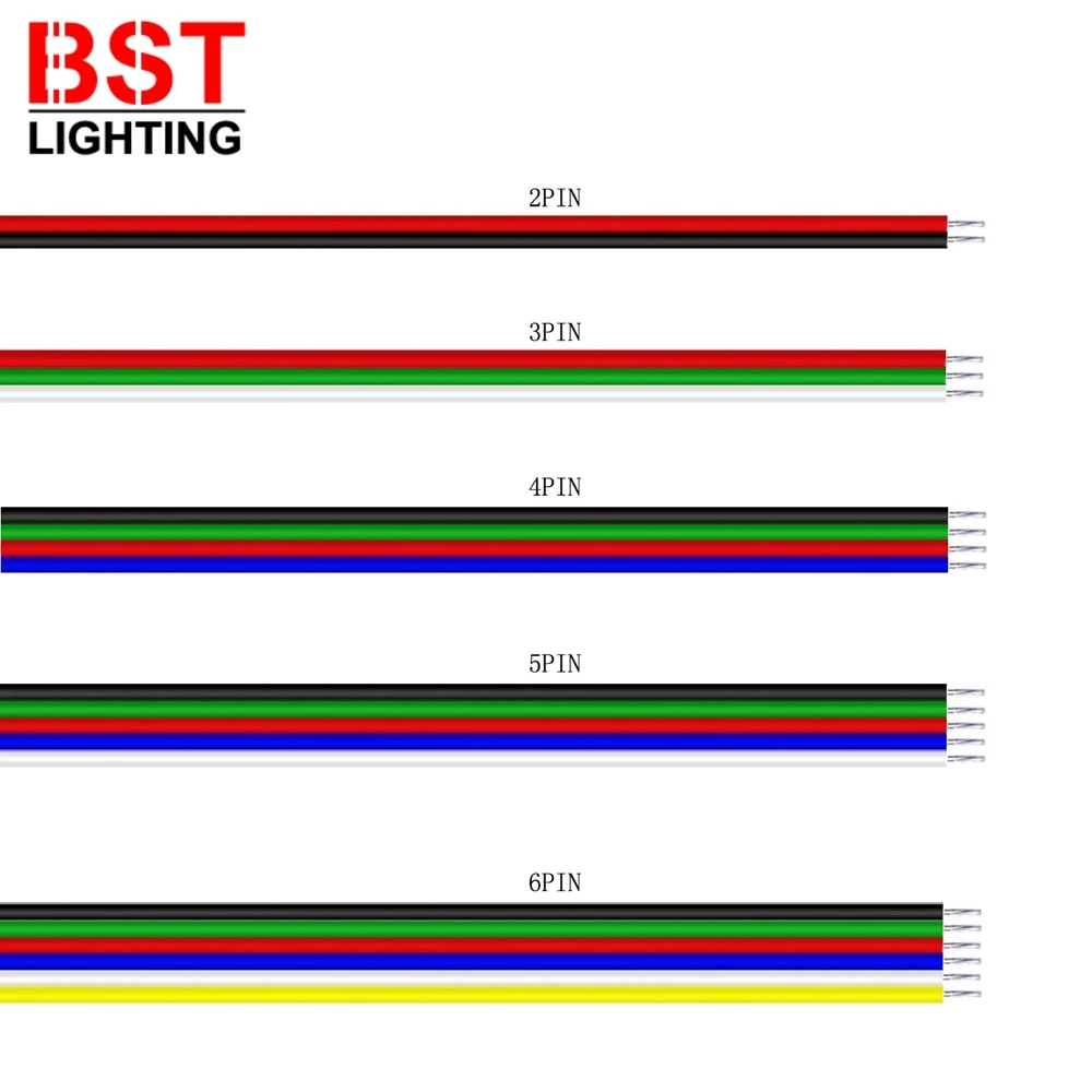 WS2812B 22AWG Led Wire Cable  2Pin/3Pin/4Pin/5Pin For WS2811 5050 2835 5730 Led Strip Light 1m/5m/10m/20m/50m/100m