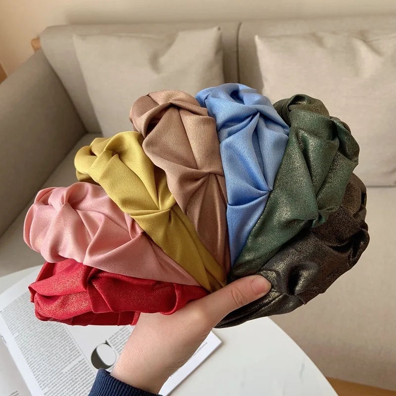 

2021 Summer Vintage Exquisite Solid Color Folds Pattern Hair Hoop Headbands Designer Hair Band Ornament Accessories For Women