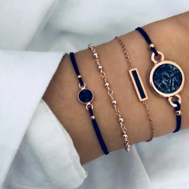 

Braided Rope Bracelet Silver Stones Indian Bangles for Women Indian Jewellery Glass Set Couple Bracelets for Man Retro Stone