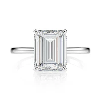 s925 artificial high carbon diamond 8 10 rectangular chamfered flat ring 3 carat diamond ring wedding jewelry gifts