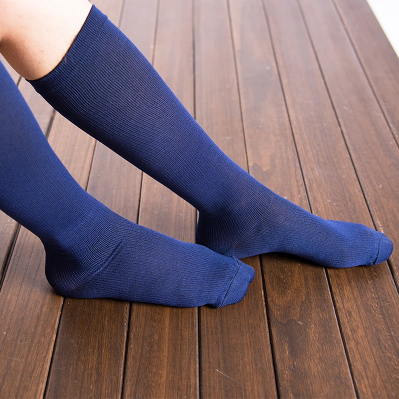 

Men Breathable Long Tube Socks Formal Wear Suit Compression Stockings High Elastic Men's Solid Color Business Dress Socks