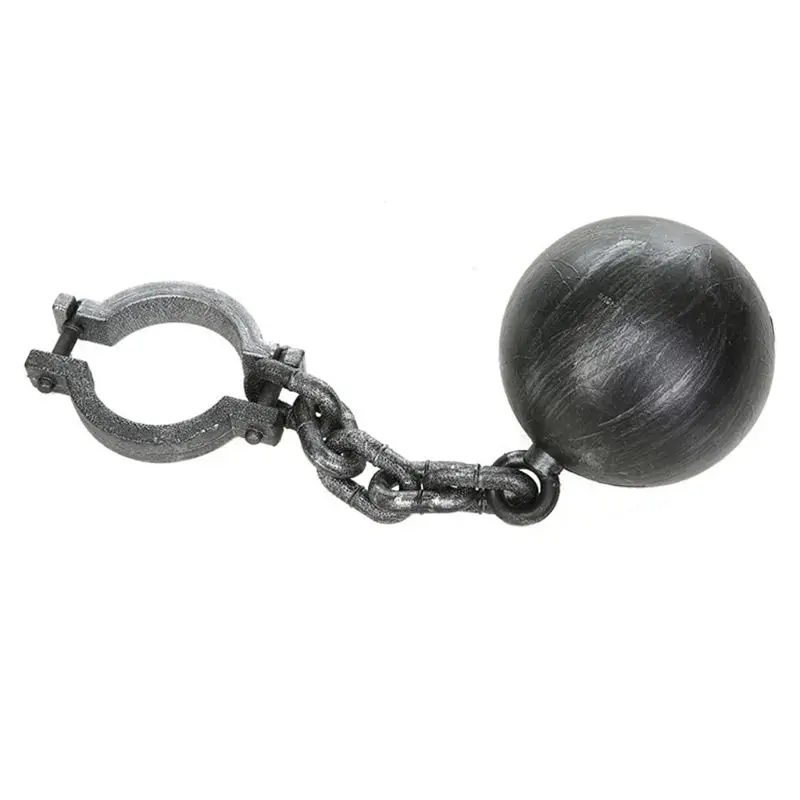 

Halloween Plastic Handcuffs Shackles Iron Chain Big Iron Ball Crew Acting Props Prisoner Dress Up Props Handcuffs