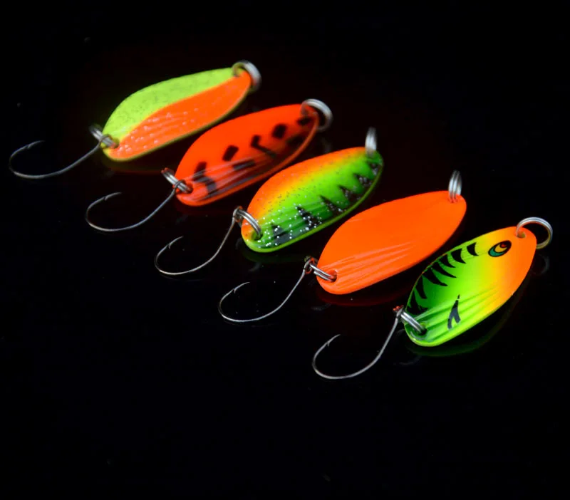 

5pcs/lot 4.2g Fishing Tackle Bait Fishing Metal Spoon Lure Bait For Trout Bass Spoons Small Hard Sequins Spinner Spoon
