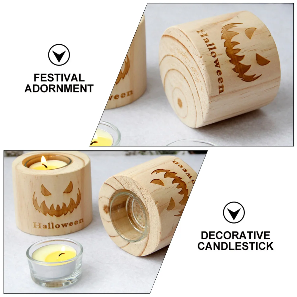 

1Pc Household Festival Candleholder Wooden Candleholder Party Ornament