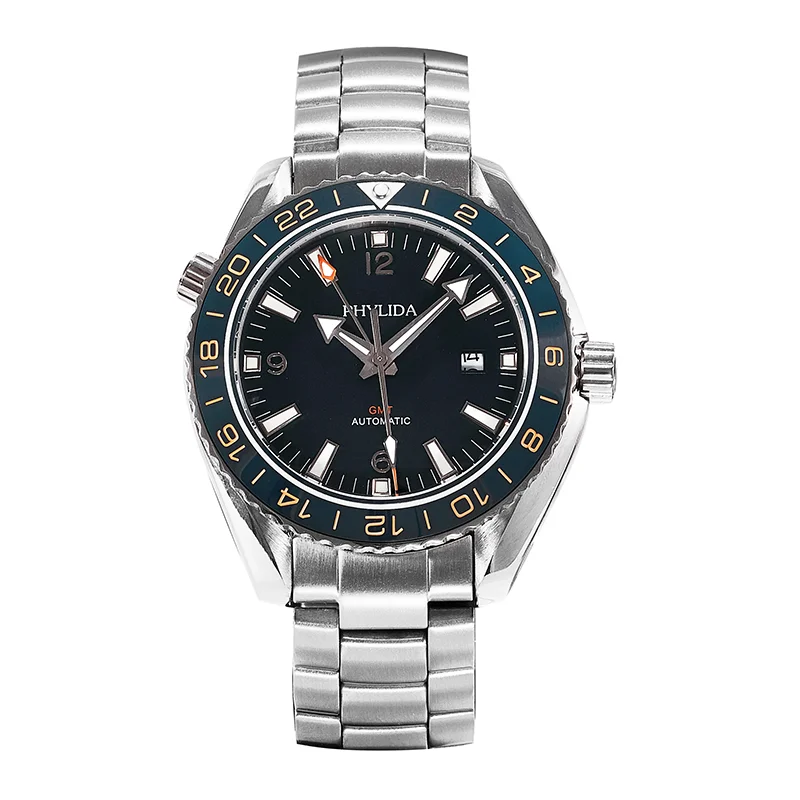 Фото Мужские черные часы 43 5 мм GMT с двойным временем автоматические Sea Ocean Tribute Мужские черные часы 43 5 мм GMT с двойным временем автоматические Sea Ocean Tribute