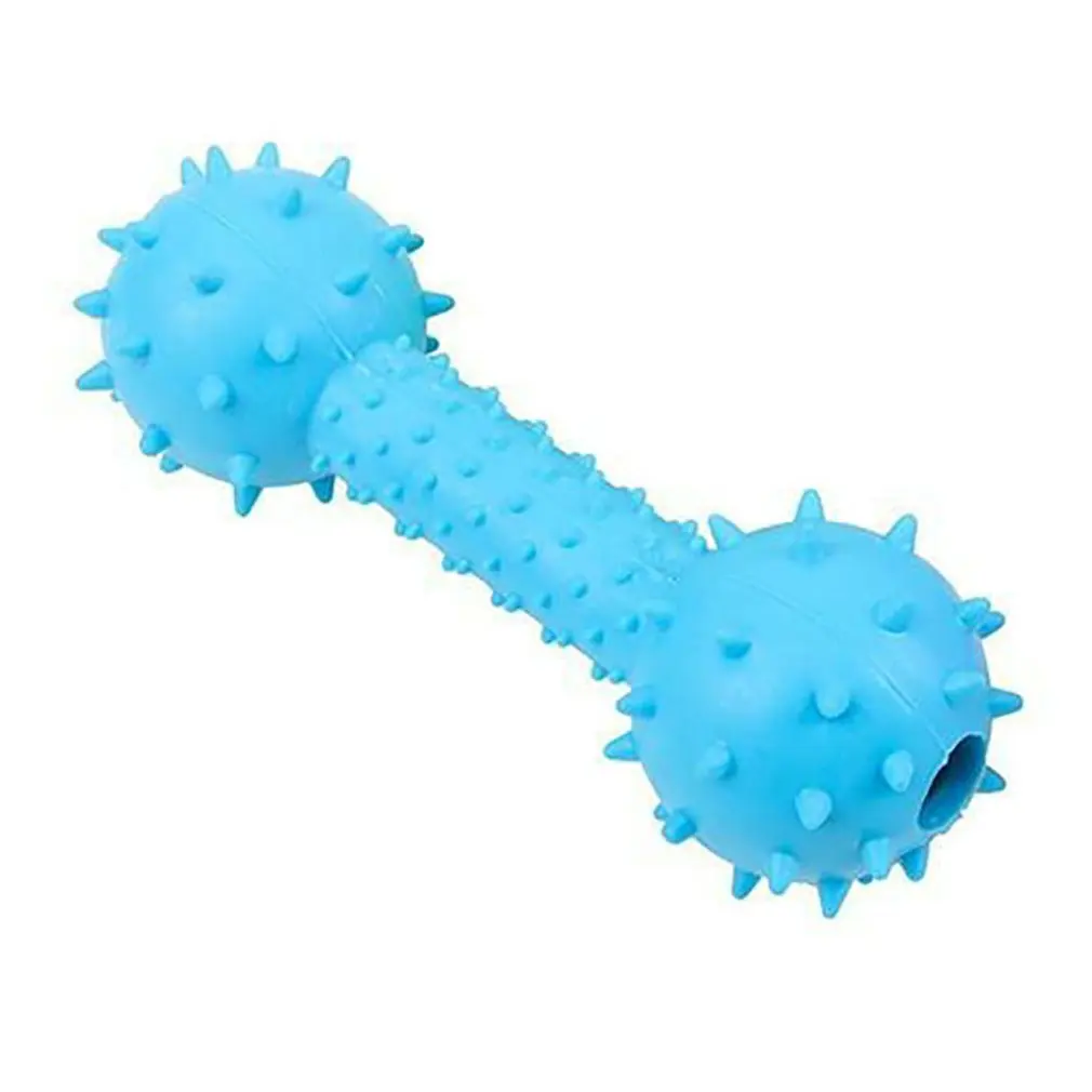 

1pc Dog Bite Toy TPR Bite Resistant Food Leakage Dumbbell Shape Stick Toy Dog Training Chewing Pet Supplies Random Color