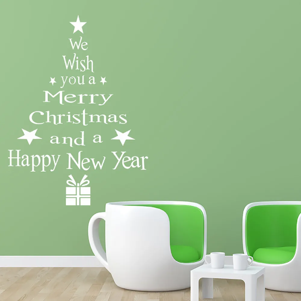 Оконные наклейки на стену стикер DIY Рождественская елка буквы палка настенная