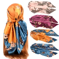 9090cm woman scarf elegant lady satin silk scarves printed fashion scarf casual square shawl women luxury muffler neckerchief