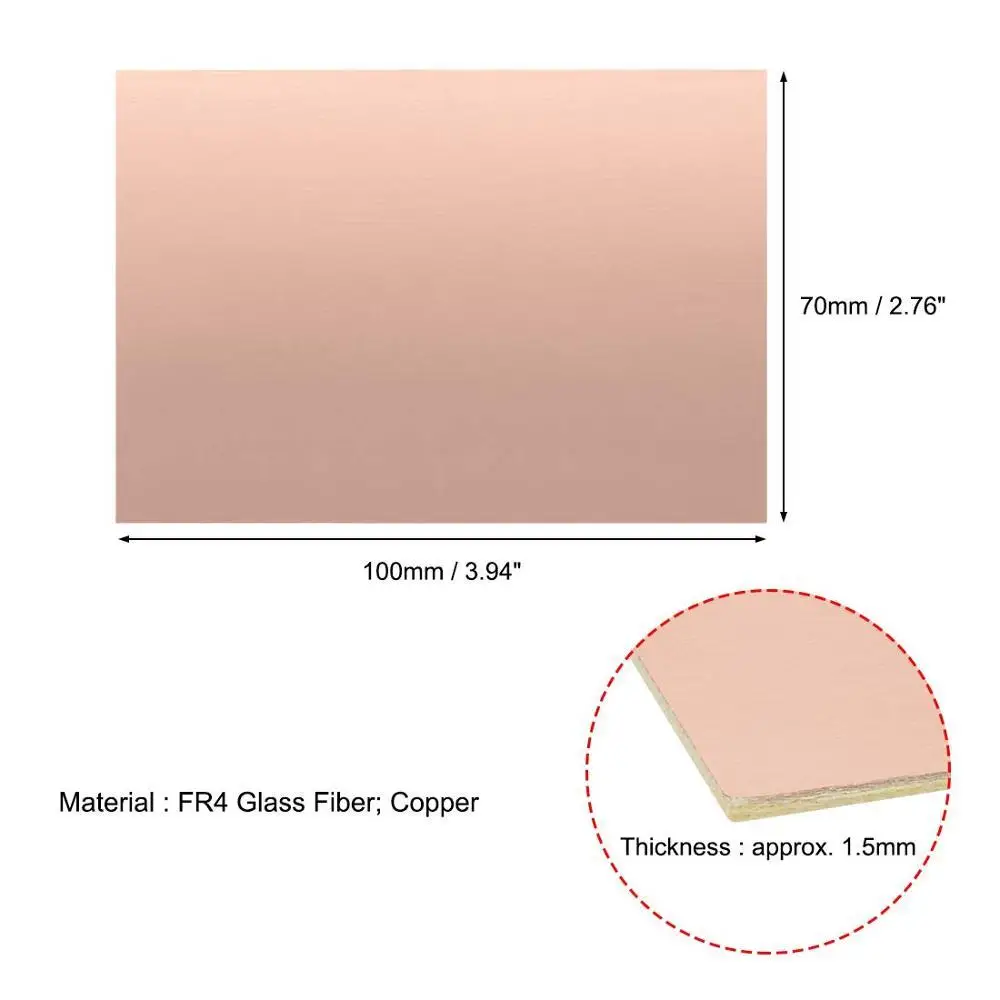 Печатная плата с двухсторонним медным плакированным ламинатом 10 шт. 100x70 мм