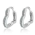Fashion 925 Silver Clear Zirconia Lover Heart Hoop Earring For Baby Kids Girl Child Women Cute Loop Huggie Earring Jewelry