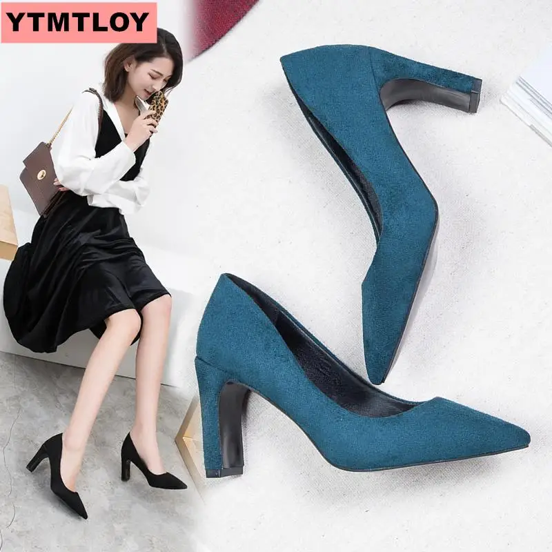 2019 г. женская обувь на толстом каблуке под платье рабочая удобная размера плюс 43 |