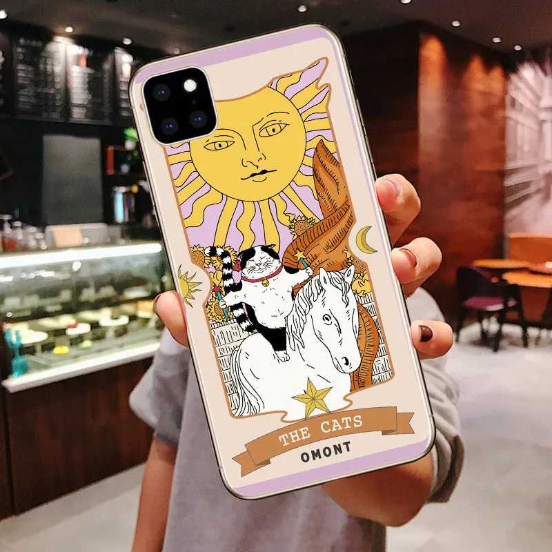 

Tarot Phone Case for iPhone 11 Pro Max XR Xs Max Xs Cartoon Cat Pattern Silicone TPU Cases for iPhone X 6 6s 7 8 plus Back Cover