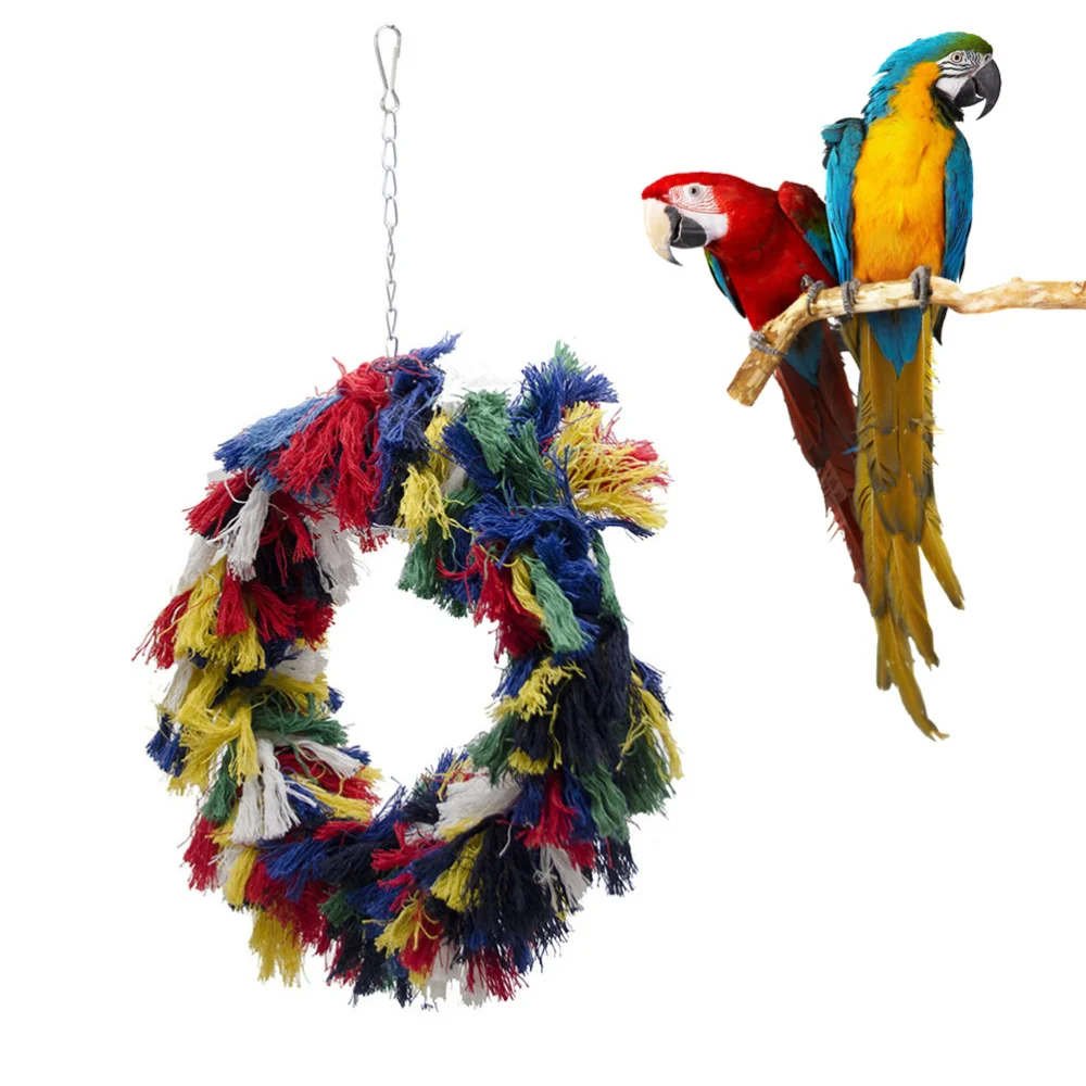 Игрушки для птиц кольцо табака игрушка попугай хлопковая груминга разноцветные