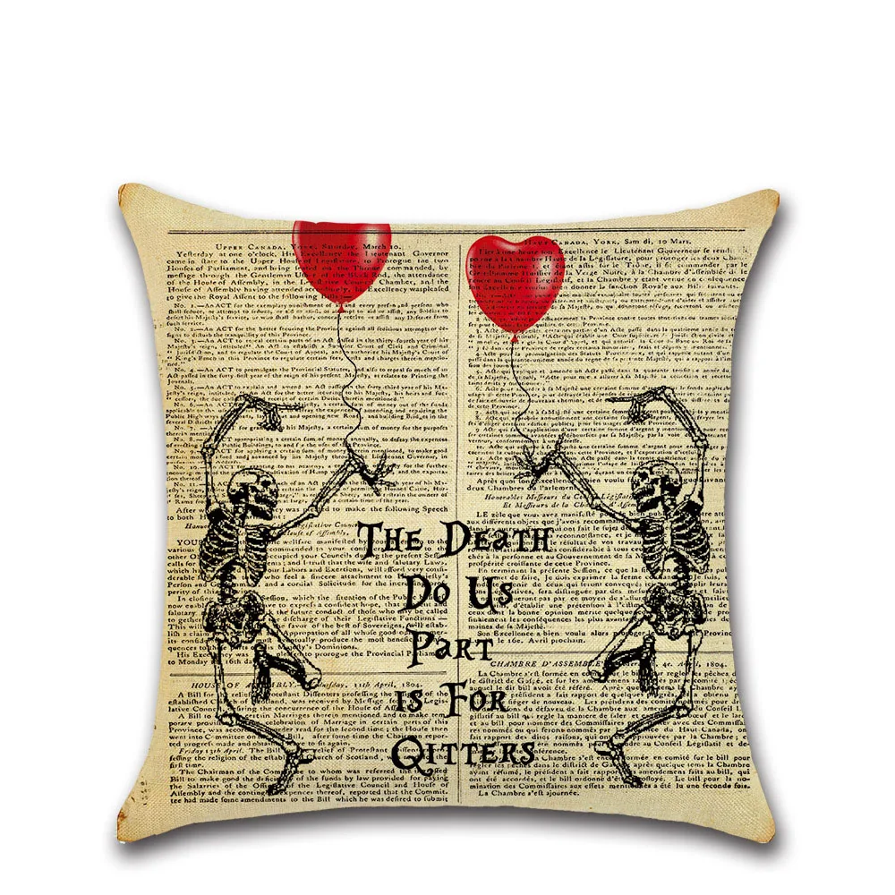 Скелет головы белье газетный рисунок декоративная подушка для дивана крышка